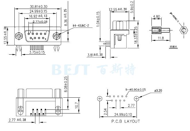 DB連接器DR-9Y-03母座