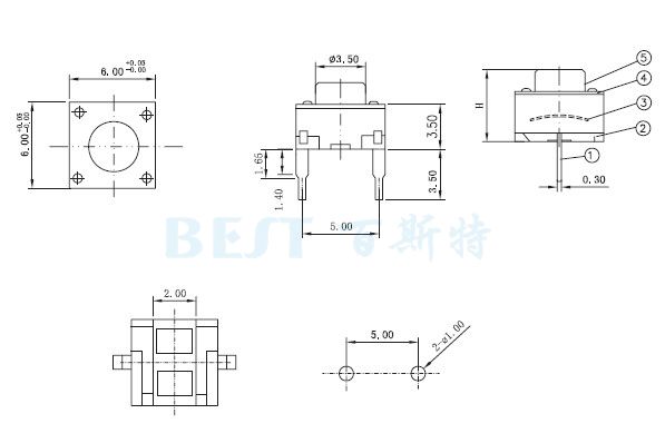 輕觸開(kāi)關(guān)TS-1109E參考圖紙